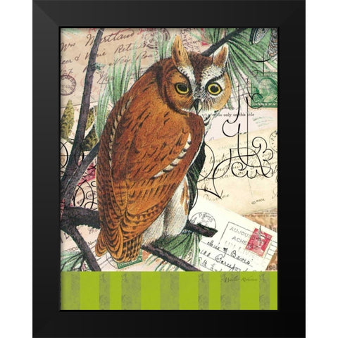 Curious Owl 2 Black Modern Wood Framed Art Print by Robertson, Walter