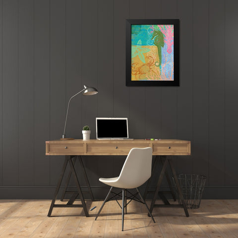 Layered Seahorse Black Modern Wood Framed Art Print by Robertson, Walter