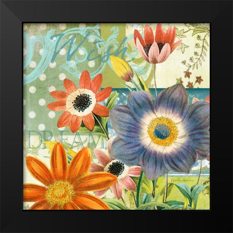 Polka dot Poppy Black Modern Wood Framed Art Print by Robertson, Walter