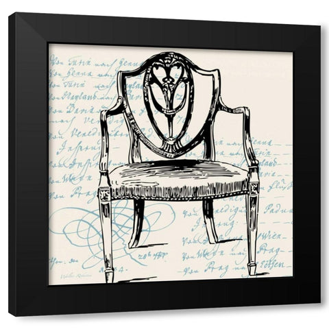 Script Arm Chair Black Modern Wood Framed Art Print by Robertson, Walter