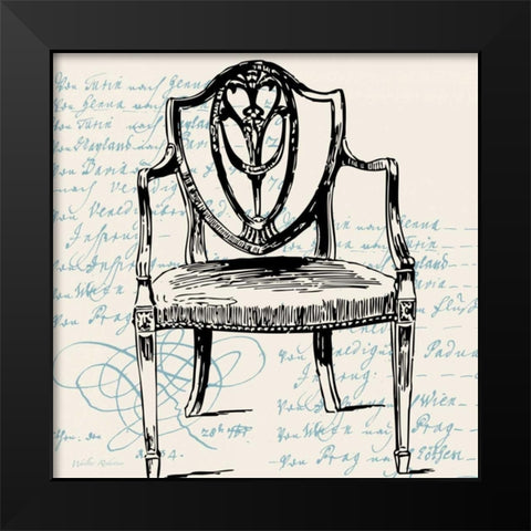 Script Arm Chair Black Modern Wood Framed Art Print by Robertson, Walter