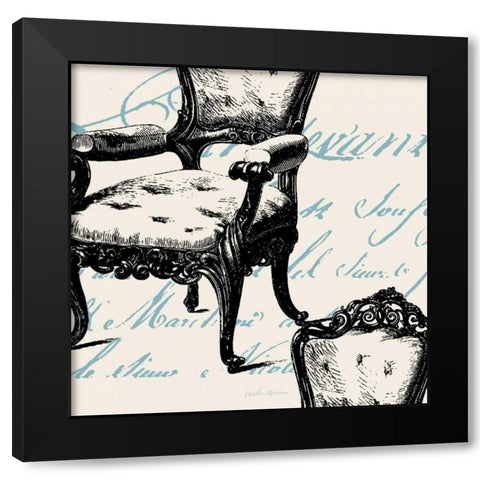 Script Tuft Chair Black Modern Wood Framed Art Print with Double Matting by Robertson, Walter