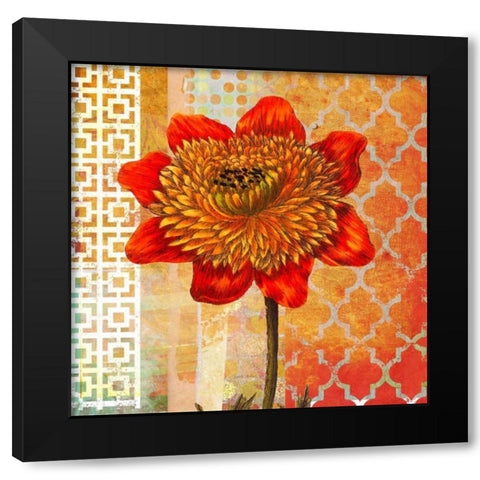 Colorful Dahlia Black Modern Wood Framed Art Print by Robertson, Walter
