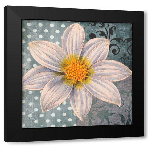 Polka Dot Dahlia 1 Black Modern Wood Framed Art Print by Robertson, Walter