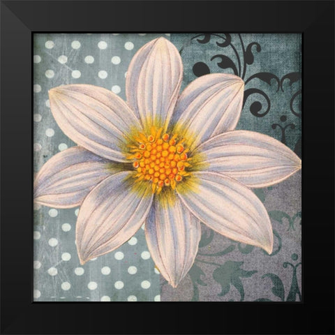 Polka Dot Dahlia 1 Black Modern Wood Framed Art Print by Robertson, Walter