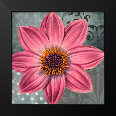 Polka Dot Dahlia 2 Black Modern Wood Framed Art Print by Robertson, Walter