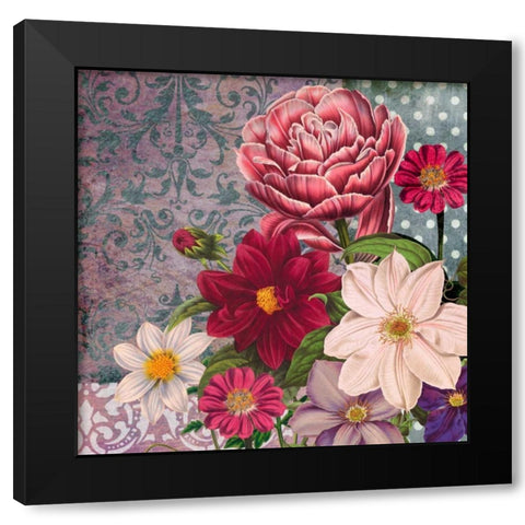 Floral Bounty Black Modern Wood Framed Art Print with Double Matting by Robertson, Walter