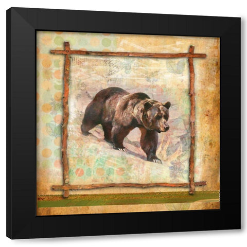 Bear Nature Black Modern Wood Framed Art Print by Robertson, Walter