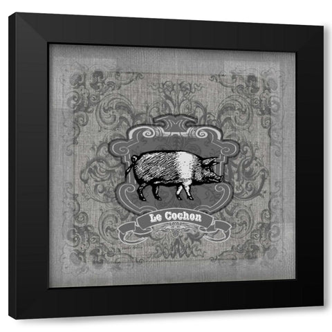 Filigree Pig Black Modern Wood Framed Art Print by Robertson, Walter