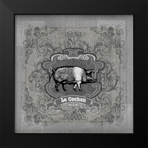 Filigree Pig Black Modern Wood Framed Art Print by Robertson, Walter
