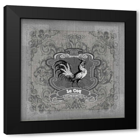 Filigree Rooster Black Modern Wood Framed Art Print with Double Matting by Robertson, Walter
