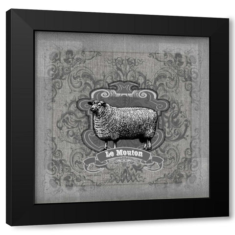 Filigree Sheep Black Modern Wood Framed Art Print by Robertson, Walter