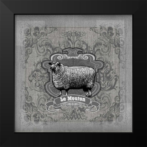 Filigree Sheep Black Modern Wood Framed Art Print by Robertson, Walter