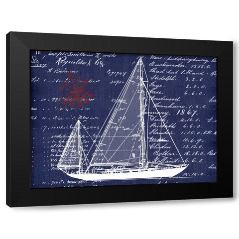 Schooner Blueprint Denim 1 Black Modern Wood Framed Art Print with Double Matting by Robertson, Walter