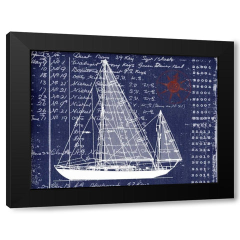 Schooner Blueprint Denim 2 Black Modern Wood Framed Art Print by Robertson, Walter