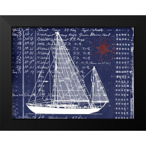 Schooner Blueprint Denim 2 Black Modern Wood Framed Art Print by Robertson, Walter