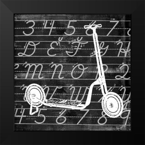 Blackboard Scooter Black Modern Wood Framed Art Print by Robertson, Walter