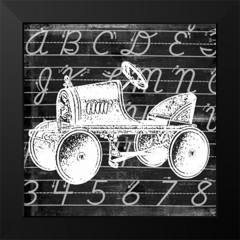 Blackboard Tractor Black Modern Wood Framed Art Print by Robertson, Walter