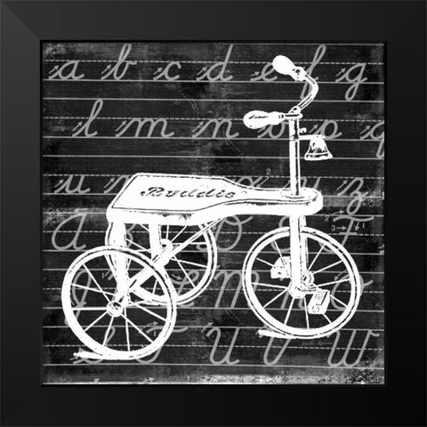 Blackboard Tricycle Black Modern Wood Framed Art Print by Robertson, Walter