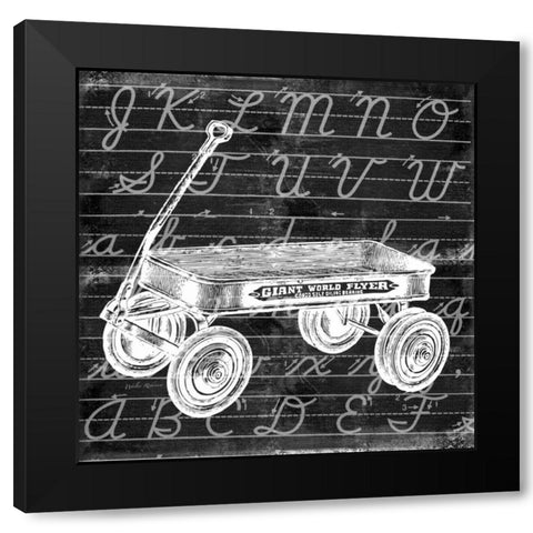 Blackboard Wagon Black Modern Wood Framed Art Print with Double Matting by Robertson, Walter