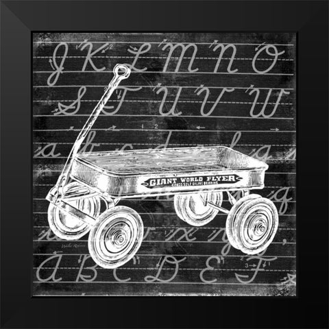 Blackboard Wagon Black Modern Wood Framed Art Print by Robertson, Walter