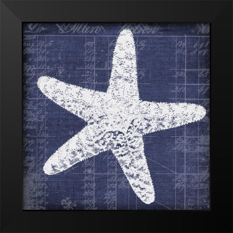 Blue Print Star Fish Black Modern Wood Framed Art Print by Robertson, Walter