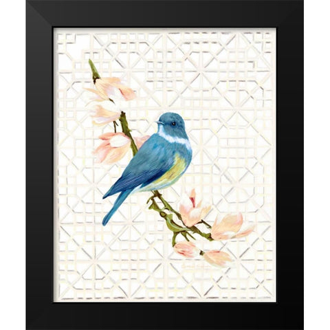 Song Bird and Trellis Black Modern Wood Framed Art Print by Sarah, Colleen