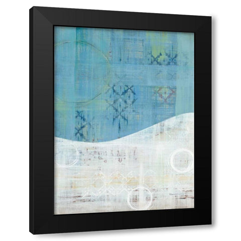 India Silk Blue Black Modern Wood Framed Art Print with Double Matting by Dascher, Dennis
