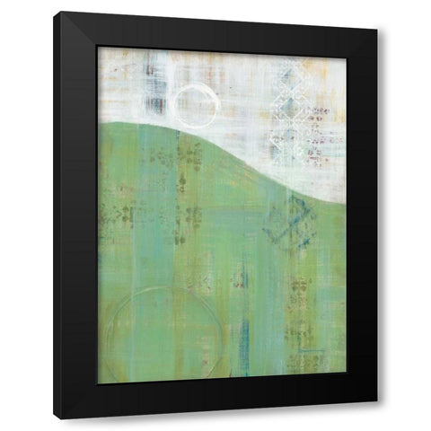 India Silk Green Black Modern Wood Framed Art Print with Double Matting by Dascher, Dennis
