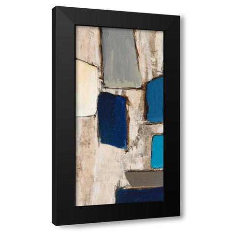 Blue Squared Detail 1 Black Modern Wood Framed Art Print with Double Matting by Dascher, Dennis