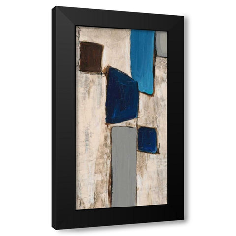 Blue Squared Detail 5 Black Modern Wood Framed Art Print with Double Matting by Dascher, Dennis