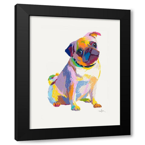 PUG SKETCH Black Modern Wood Framed Art Print with Double Matting by Mollica, Patti