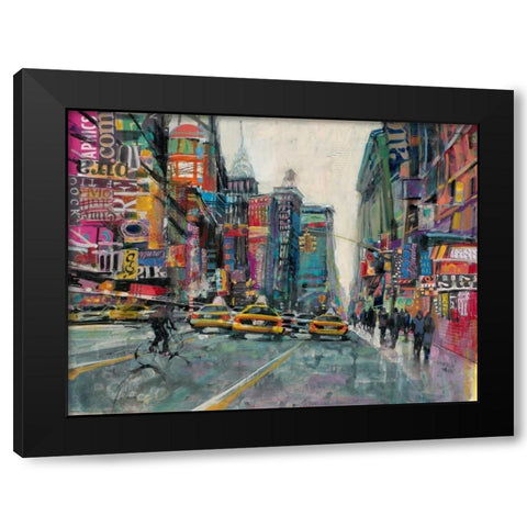 New York Collage 1 Black Modern Wood Framed Art Print with Double Matting by Mollica, Patti