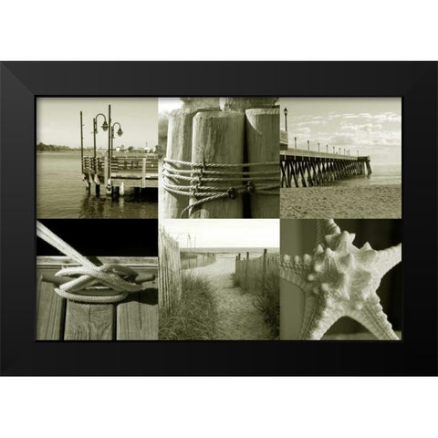 Seaside Story 1 Black Modern Wood Framed Art Print by Amber Light Gallery