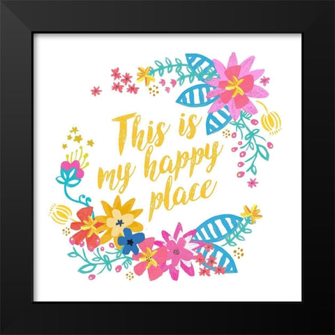 Happy Place Garden Black Modern Wood Framed Art Print by Coleman, Joan