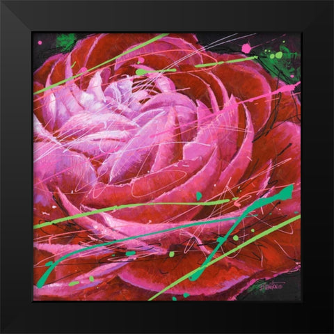 Ranunculus in Motion Black Modern Wood Framed Art Print by Langton, Bruce