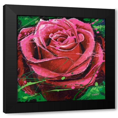 Rose in Motion Black Modern Wood Framed Art Print with Double Matting by Langton, Bruce