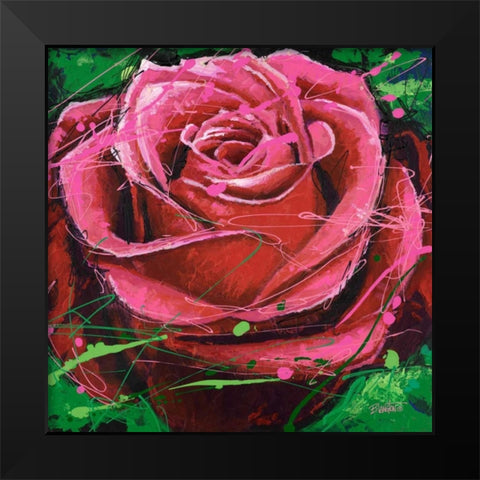 Rose in Motion Black Modern Wood Framed Art Print by Langton, Bruce