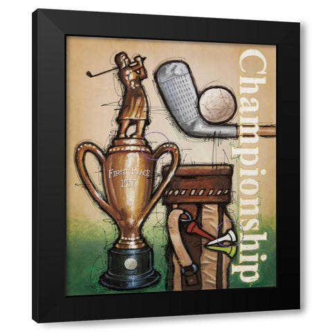 Vintage Golf 4 Black Modern Wood Framed Art Print by Langton, Bruce