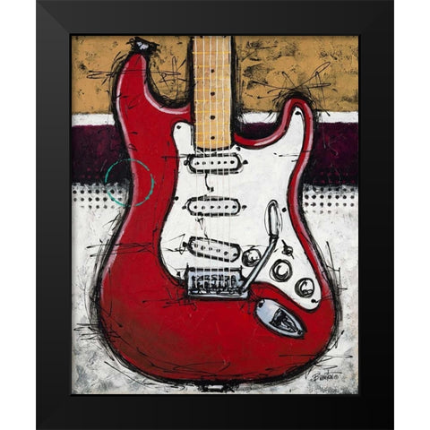 Electric Red Black Modern Wood Framed Art Print by Langton, Bruce