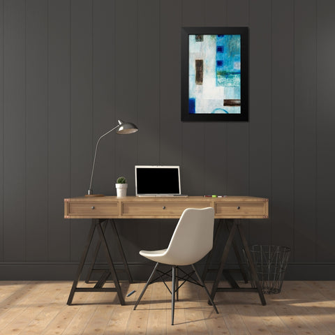 Blue City Blocks Black Modern Wood Framed Art Print by Mills, Chris
