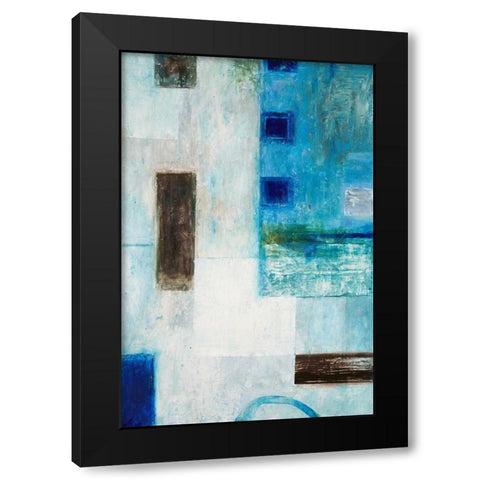 Blue City Blocks Black Modern Wood Framed Art Print by Mills, Chris