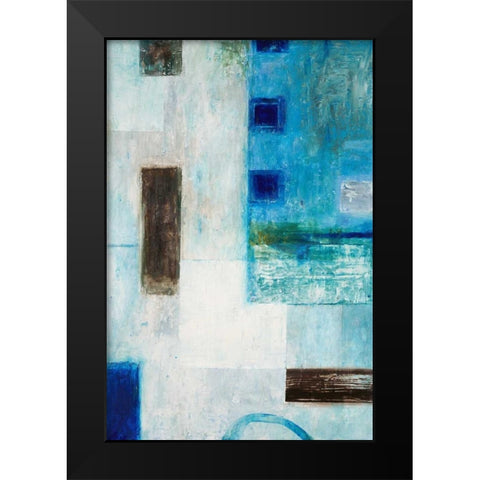 Blue City Blocks Black Modern Wood Framed Art Print by Mills, Chris