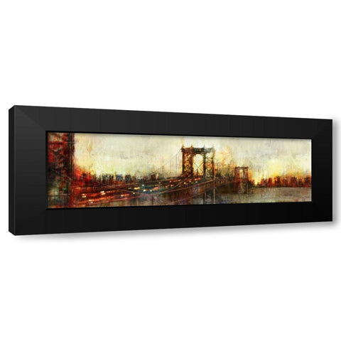 Over the Manhattan Bridge Black Modern Wood Framed Art Print with Double Matting by Roko, Ken