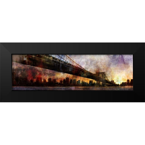 Under the Manhattan Bridge Black Modern Wood Framed Art Print by Roko, Ken