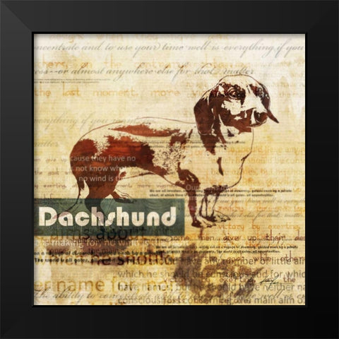 Dachshund Sketch Black Modern Wood Framed Art Print by Roko, Ken