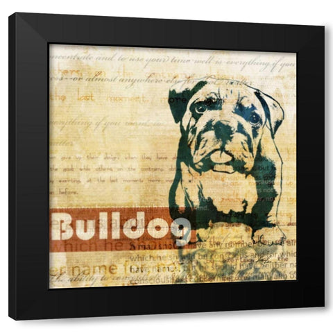 Bulldog Sketch Black Modern Wood Framed Art Print by Roko, Ken