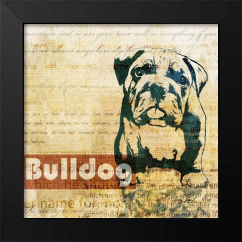 Bulldog Sketch Black Modern Wood Framed Art Print by Roko, Ken