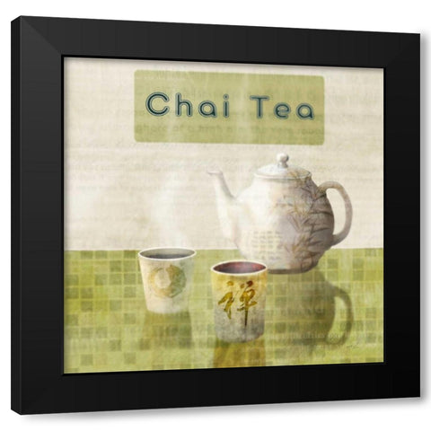 Chai Tea Break Black Modern Wood Framed Art Print by Roko, Ken