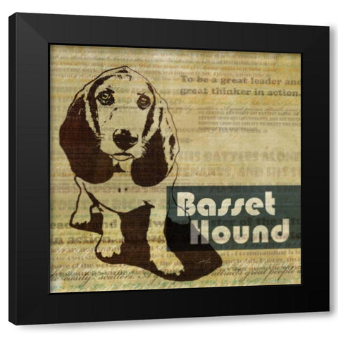 Bassett Hound Sketch  Black Modern Wood Framed Art Print with Double Matting by Roko, Ken